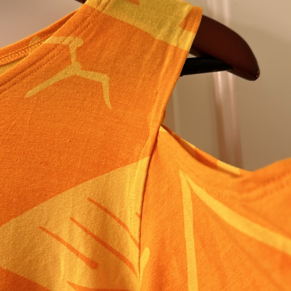 Missing Polynesia Orange Yellow Cold Shoulder Top… - image 3